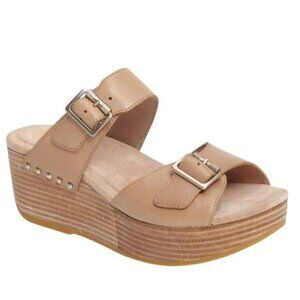 DANSKO SELMA Leather Platform Buckle Sandal Size 36 Women's 5.5 or 6 Tan Comfort